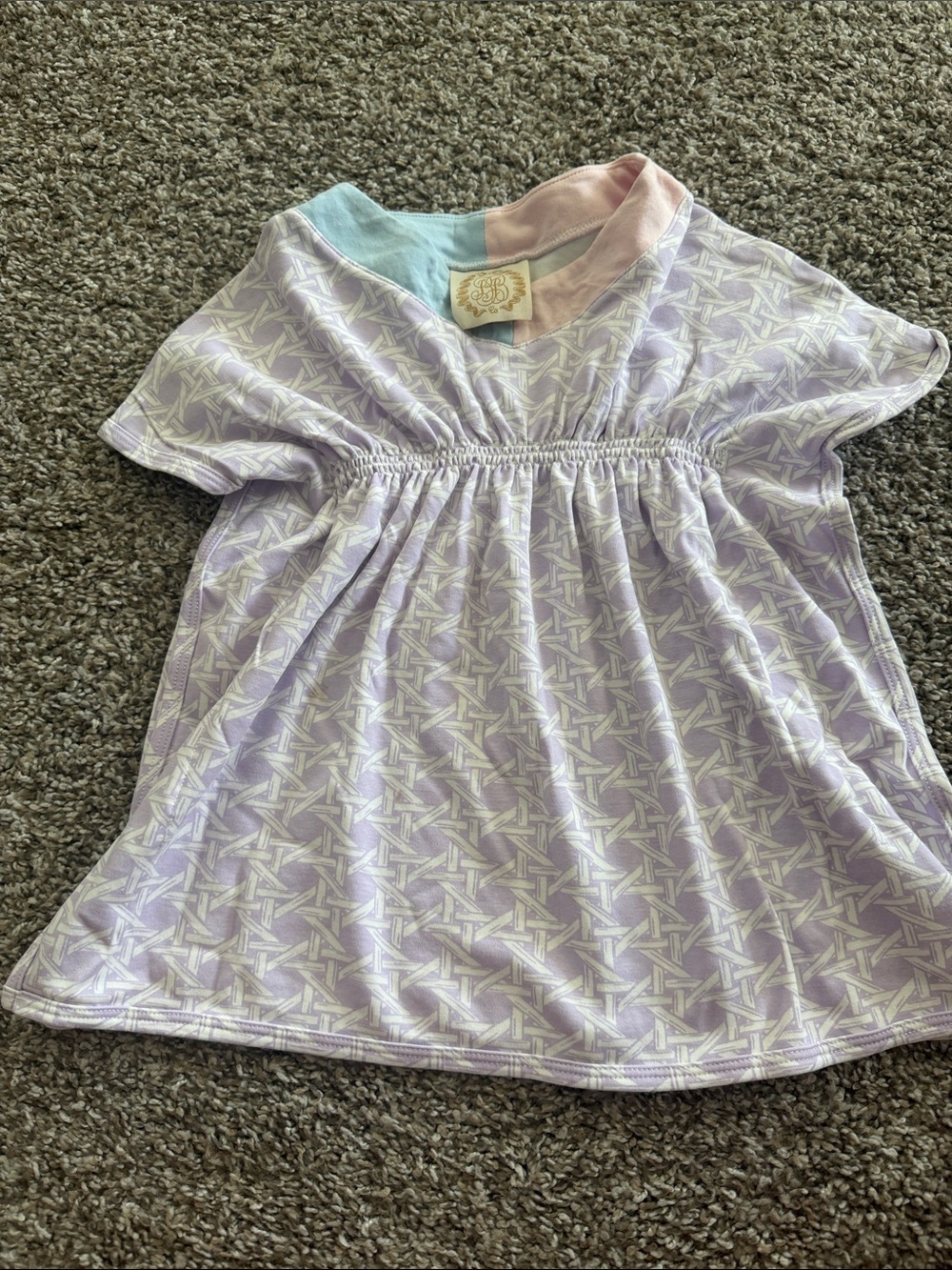 The Beaufort Bonnet Company Lavender & White Girls' Swim Coverup